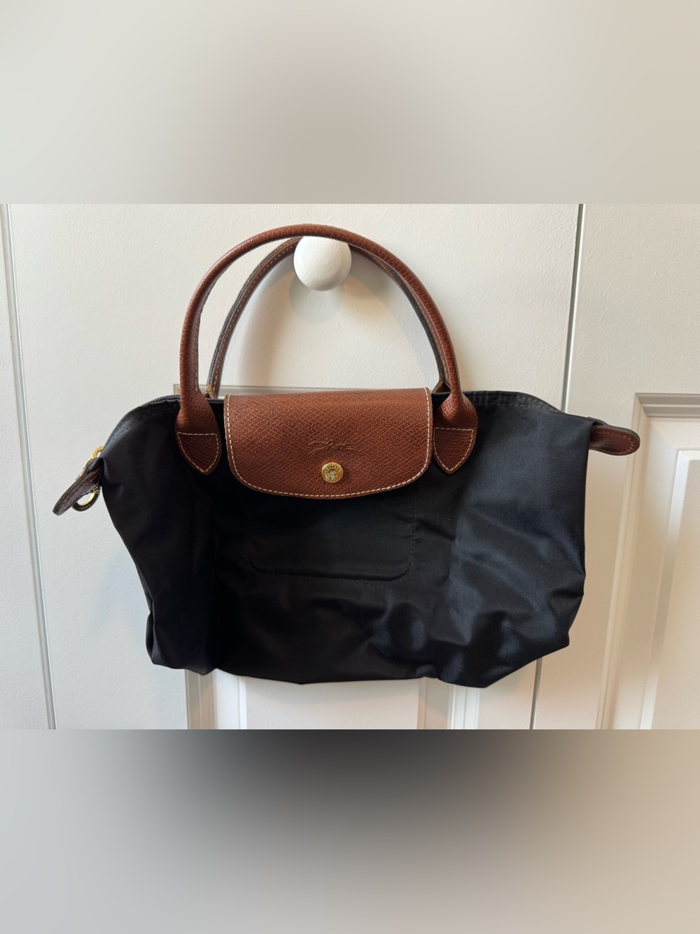 Longchamp Small Top-Handle Tote in Brown and Black